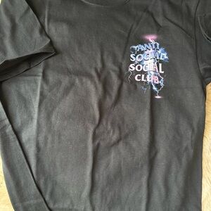 Anti Social Social Club Black Tee with Pink and Blue Logo